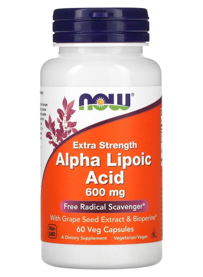 now Alpha Lipoic Acid Extra Strength 600 mg 60 Veg Capsules