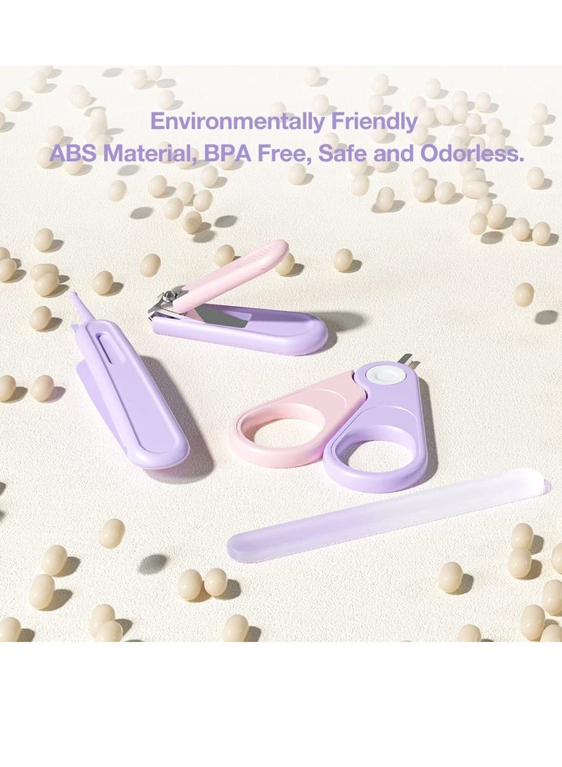 واي آند دي Baby Nail Kit 4-in-1 Care Set with Transparent Box and Crown Decoration Clippers Scissor File Tweezers - Idear Gift for Newborn Infant Toddler Kids Purple - Image 4