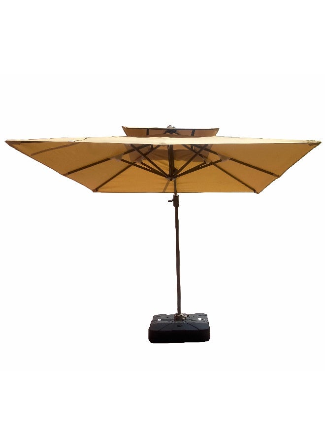 Oasis Casual Aluminium Frame Umbrella With Water Base 2.5 M x 2.5 M Khaaki Color - Image 1