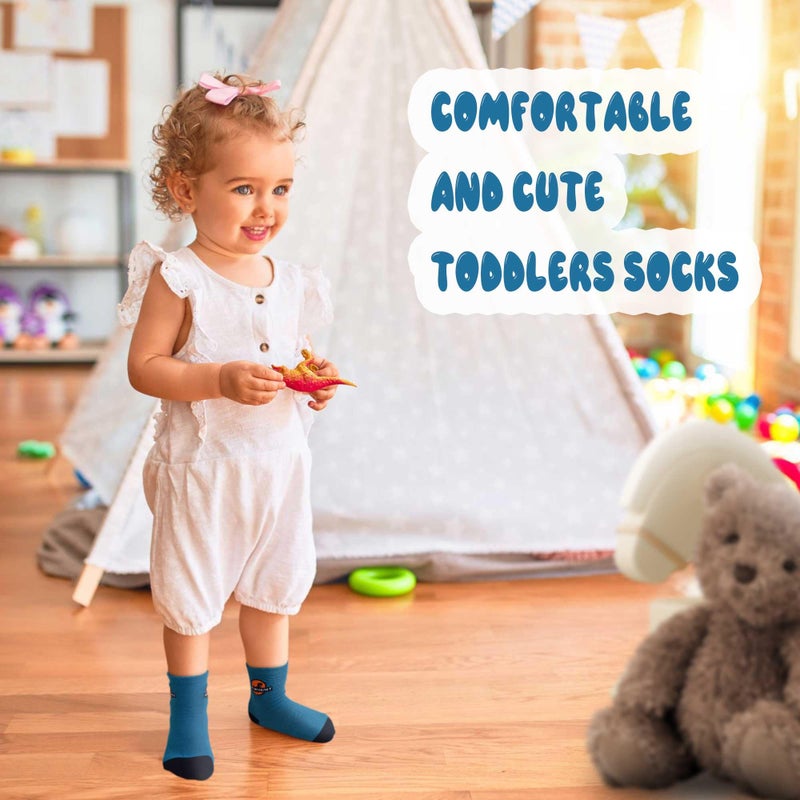 Tphon Toddler Baby Non Slip Socks Infant Anti Skid Socks with Grips 12 Pairs Crew Sock for 1-3 Years Kids Boys Girls - Image 4