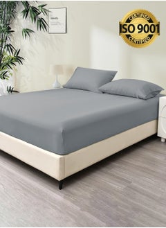 Master Home Textile Queen 100% Rayon Of Bamboo Cooling Fitted Sheet, Fitted Sheet With Elastic 160x200+35 cm, Breathable Silky Soft, Queen Size 3 Pieces  - Image 1