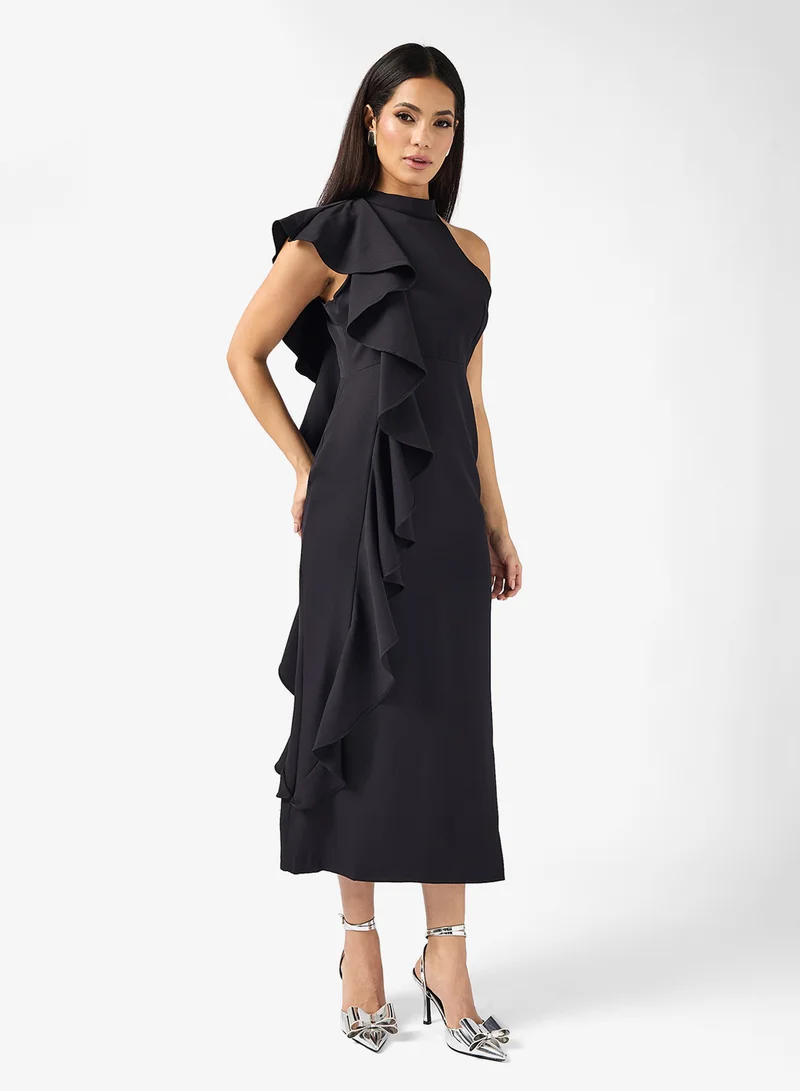 Ella Limited Edition Hallter Neck Shift Dress With Exaggerated Ruffles