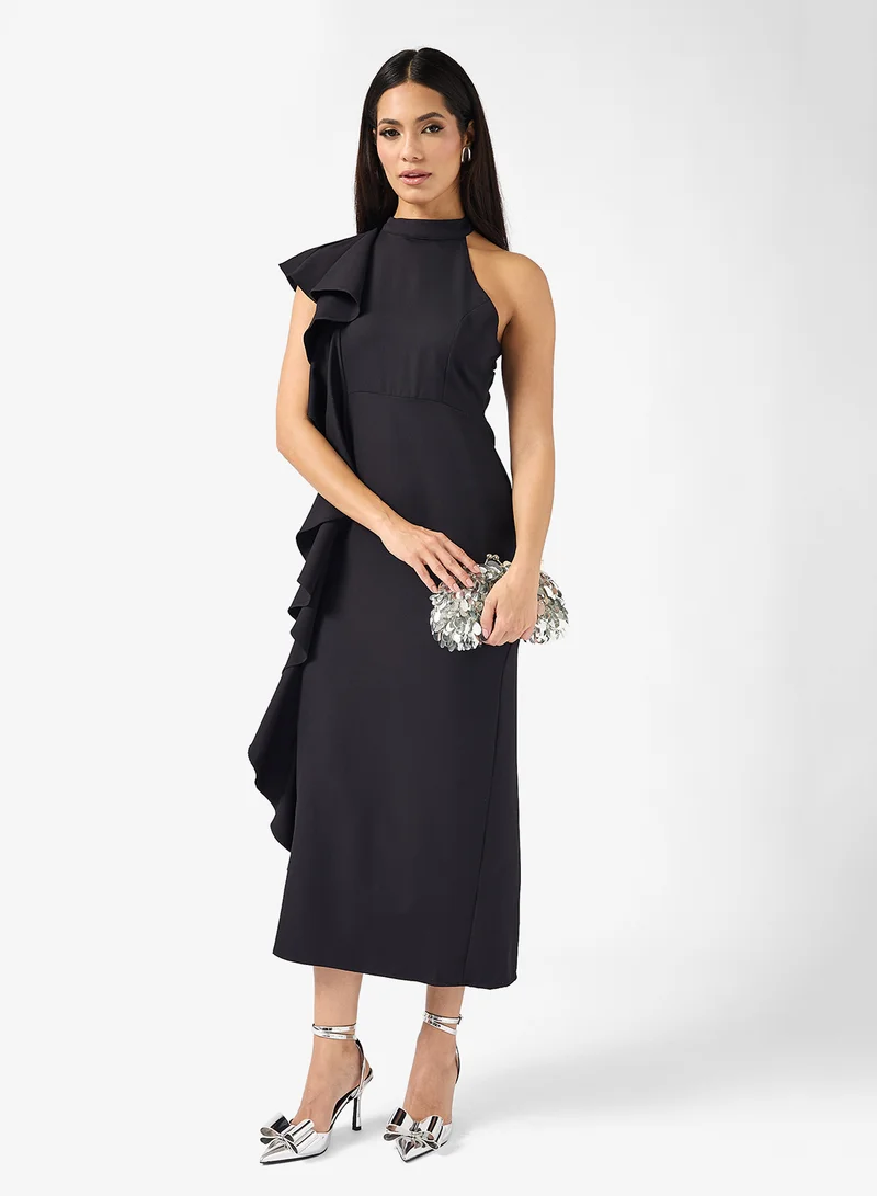 Ella Limited Edition Hallter Neck Shift Dress With Exaggerated Ruffles