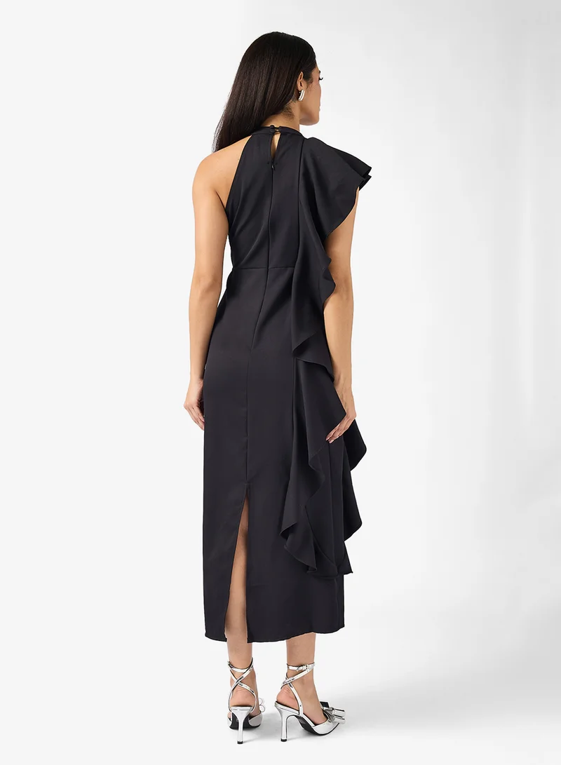 Ella Limited Edition Hallter Neck Shift Dress With Exaggerated Ruffles