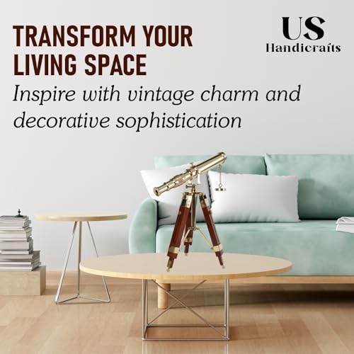 US HANDICRAFTS Vintage Brass Nickel on Tripod Stand – Chrome Desktop Telescope for Home Decor & Table Accessory, Nautical Spyglass for Navy & Outdoor Adventures (Style 2) - Image 4