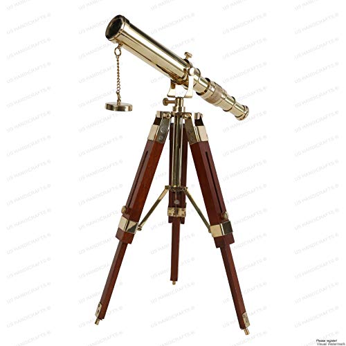 US HANDICRAFTS Vintage Brass Nickel on Tripod Stand – Chrome Desktop Telescope for Home Decor & Table Accessory, Nautical Spyglass for Navy & Outdoor Adventures (Style 2) - Image 1