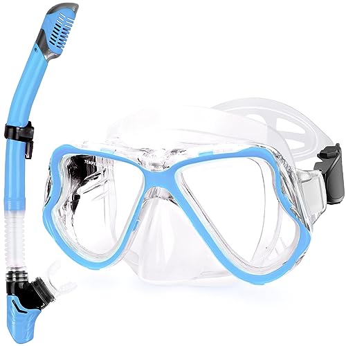 Greatever Dry Snorkel SetPanoramic Wide View AntiFog Scuba Diving MaskProfessional Snorkeling Gear for Adults Kids - Image 1