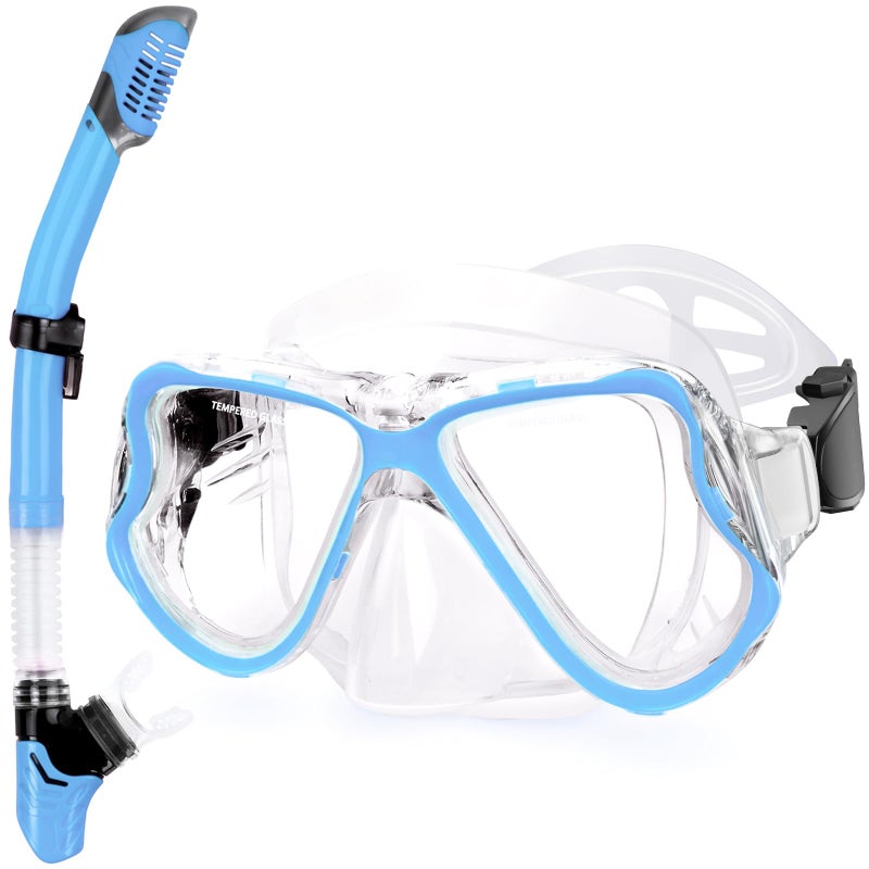 Greatever Dry Snorkel SetPanoramic Wide View AntiFog Scuba Diving MaskProfessional Snorkeling Gear for Adults Kids - Image 2