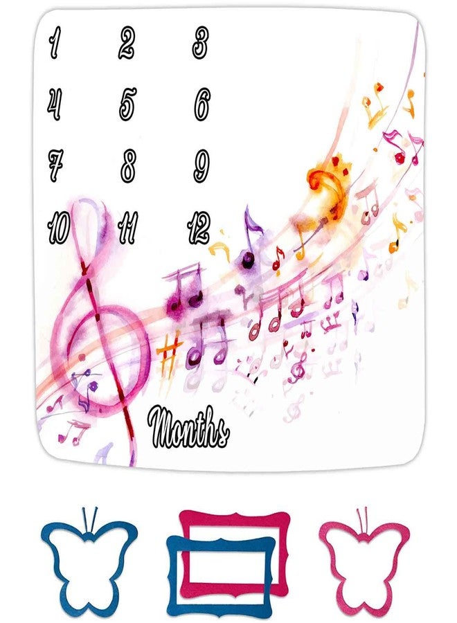 FHZON Musical Theme Baby Monthly Milestone Blanket for Boys and Girls, Watercolor Note Sheet Music Month and Age Blanket, 48x40in Soft Flannel, Monthly Newborn Gift Baby Photo Blanket BTQQFH12 - Image 1