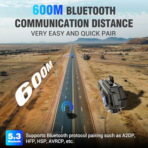 EDYELL Motorcycle Bluetooth Headset for Helmet|Connecting 2 Riders|Upto 600mtr Range|Wireless 50MM Bluetooth Helmet Speakers|IPX6 Waterproof|Compatible with All Helmets (C9) - Image 2