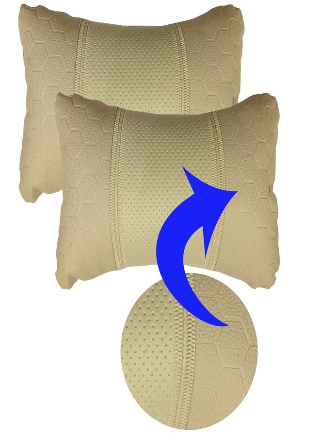 PulGos Beige Leathertte Material Neck Rest Cushion in Football Design for Car_1112 - Image 3