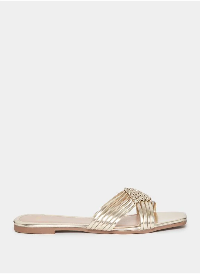 ستايلي Metallic Cross Strap Flat Sandals
