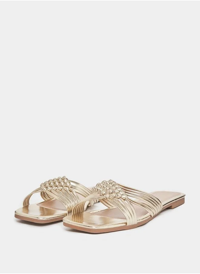 ستايلي Metallic Cross Strap Flat Sandals