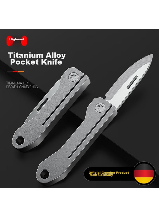 Laben Titanium Alloy Car Keychain For Men With Small Folding Knife, Self-defense Portable Key Pendant - Image 1