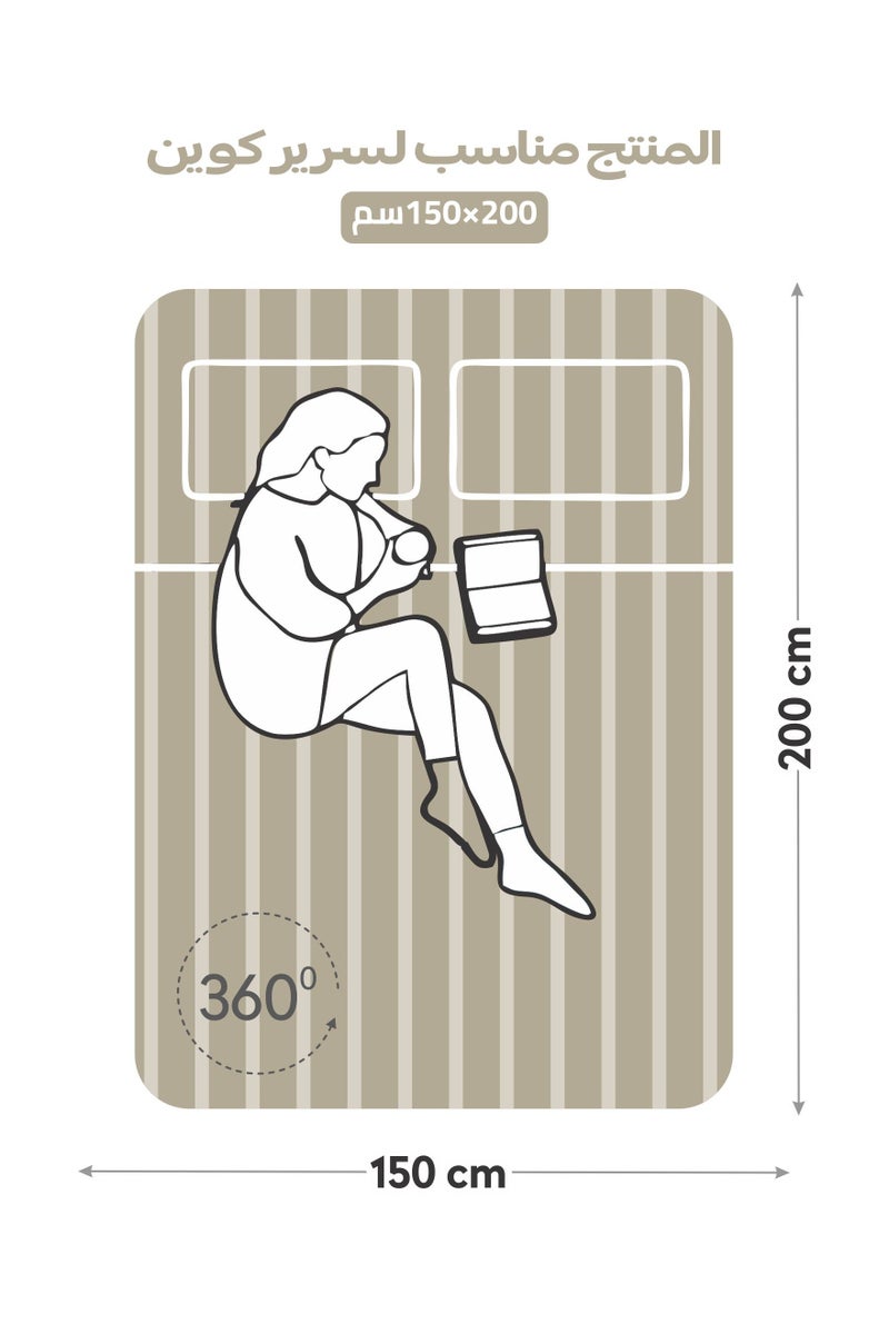 دوناتيلا طقم شرشف سرير مقلم 3 قطع مقاس مفرد ونص 150×200+ 30 سم, مايكروفايبر مقاوم للحساسية شرشف باطراف مطاط و2 غطاء وسادة - Image 3