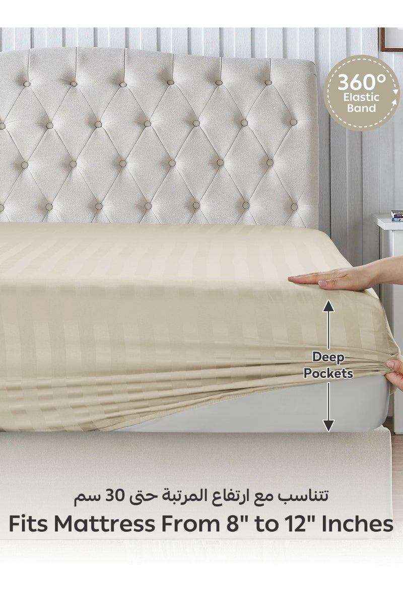 دوناتيلا طقم شرشف سرير مقلم 3 قطع مقاس مفرد ونص 150×200+ 30 سم, مايكروفايبر مقاوم للحساسية شرشف باطراف مطاط و2 غطاء وسادة - Image 5