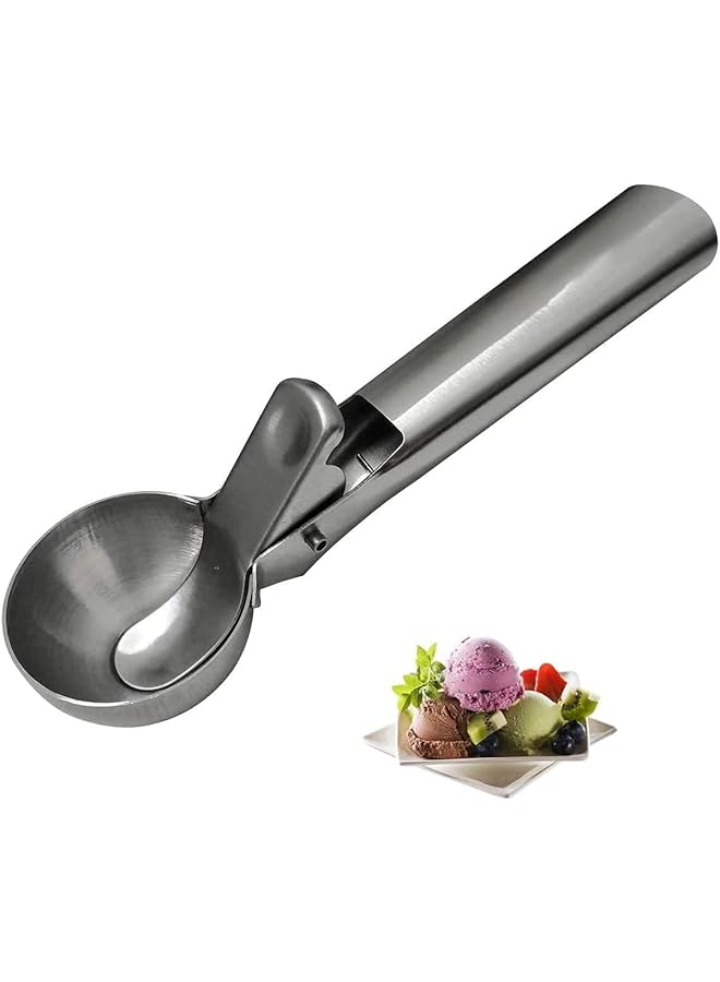 ECVV Stainless Steel Ice Cream Scoop With Trigger Durable And Easy To Use Nonstick For Ice Cream Fruits Melon Ball Sorbet Meatball - Image 1