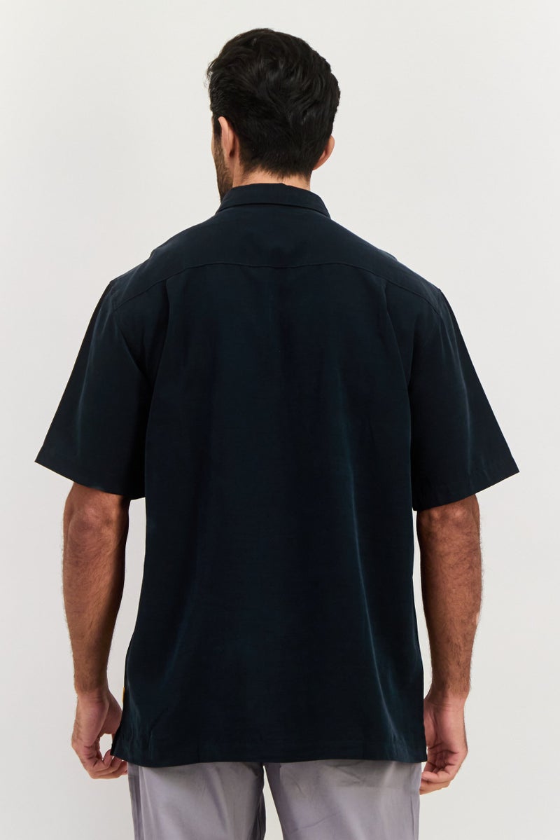 QUIKSILVER Men Regular Fit Embroidered Short Sleeve Casual Shirt, Black - Image 2