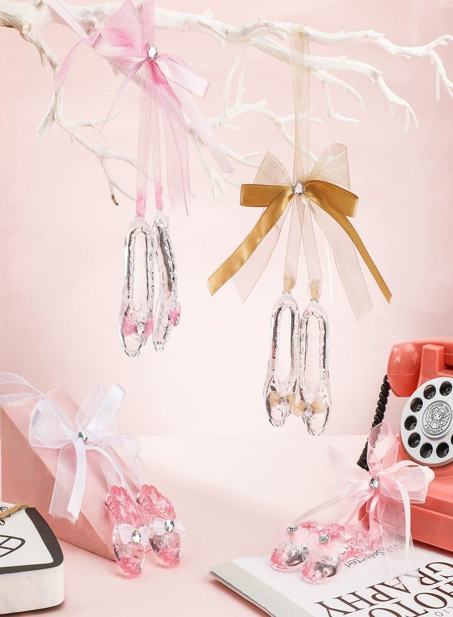 Vinsot 8 Pairs Acrylic Christmas Ballet Shoes Ornament Ballerina Dance Ornaments for Xmas Tree Fake Crystal Shoes Hanging Ornament Bows Ribbons for Christmas Party Anniversary Birthday Decoration - Image 4