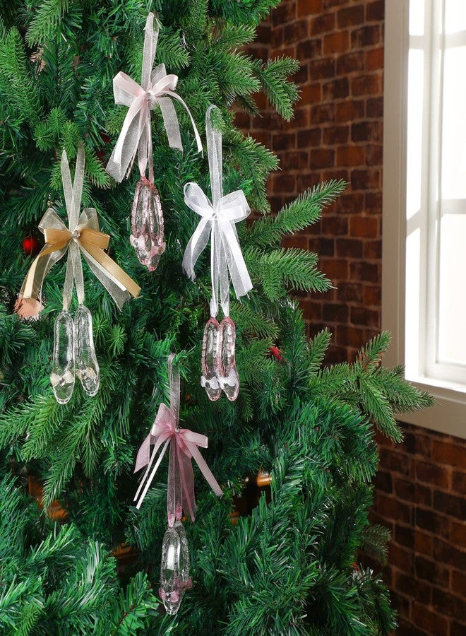 Vinsot 8 Pairs Acrylic Christmas Ballet Shoes Ornament Ballerina Dance Ornaments for Xmas Tree Fake Crystal Shoes Hanging Ornament Bows Ribbons for Christmas Party Anniversary Birthday Decoration - Image 5
