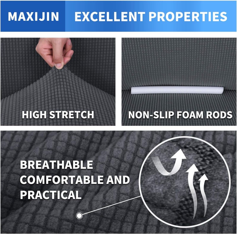 MAXIJIN Super Stretch Couch Cover for 3 Cushion Couch, 1-Piece Universal Sofa Covers Living Room Jacquard Spandex Furniture Protector Dogs Pet Friendly Fitted (Extra Large, Gray) - Image 5