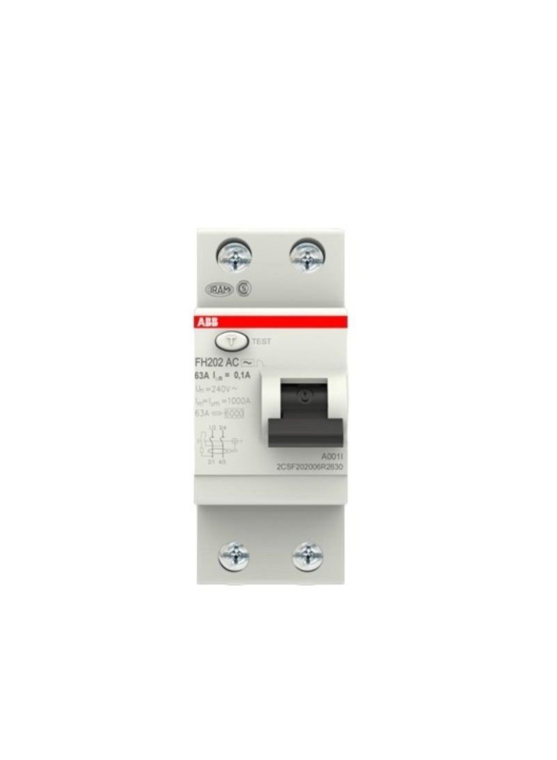 ABB FH202 632100 63A 2P ELCB 100MA