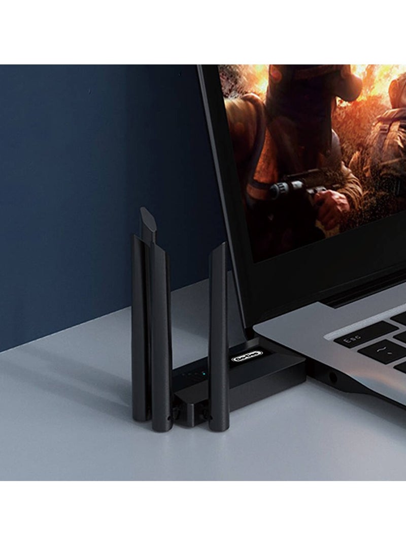 GO-DES Dual Band 1200m 300Mbps 4 Antenna Wireless Internet Provider USB WiFi Adapter(GD-BT318)  - Image 2