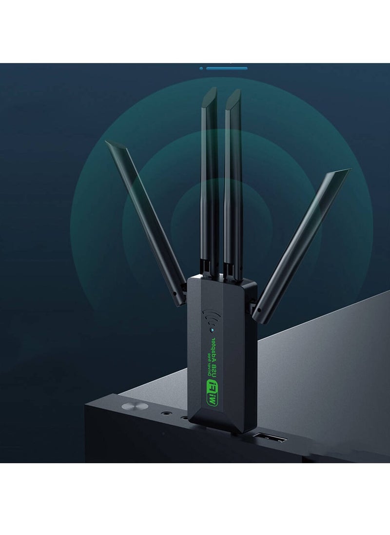 GO-DES Dual Band 1200m 300Mbps 4 Antenna Wireless Internet Provider USB WiFi Adapter(GD-BT318)  - Image 3