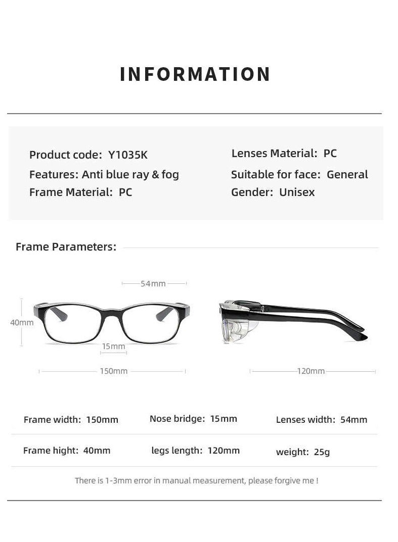 SYOSI 3 Pcs Safety Glasses with Side Shields Safety Goggles Protective Glasses Safety Glasses Over Glasses Multifunctional Eye Protection Goggles, Anti-Fog, Anti Splash, Dust Proof, UV Protection - Image 5