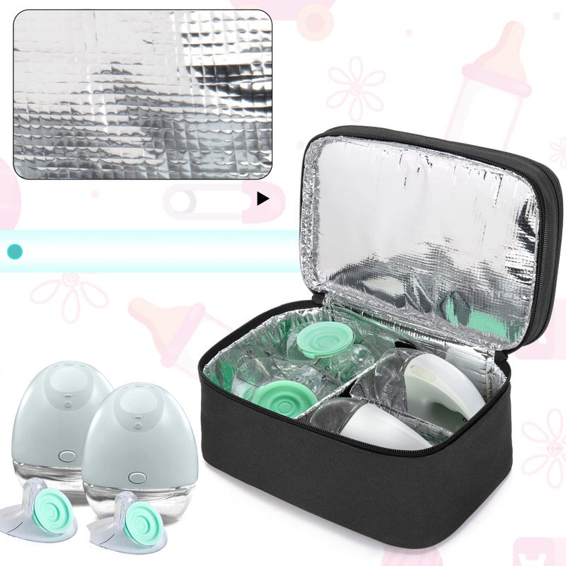 BAFASO Wearable Breast Pump Bag Compatible with Momcozy S12 Pro, Momcozy M5, Elvie Breast Pump, Carrying Case for Wearable Breast Pump and Extra Parts, Black - Image 2