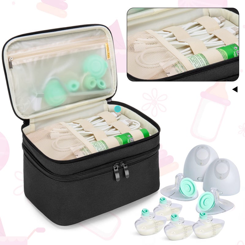 BAFASO Wearable Breast Pump Bag Compatible with Momcozy S12 Pro, Momcozy M5, Elvie Breast Pump, Carrying Case for Wearable Breast Pump and Extra Parts, Black - Image 4