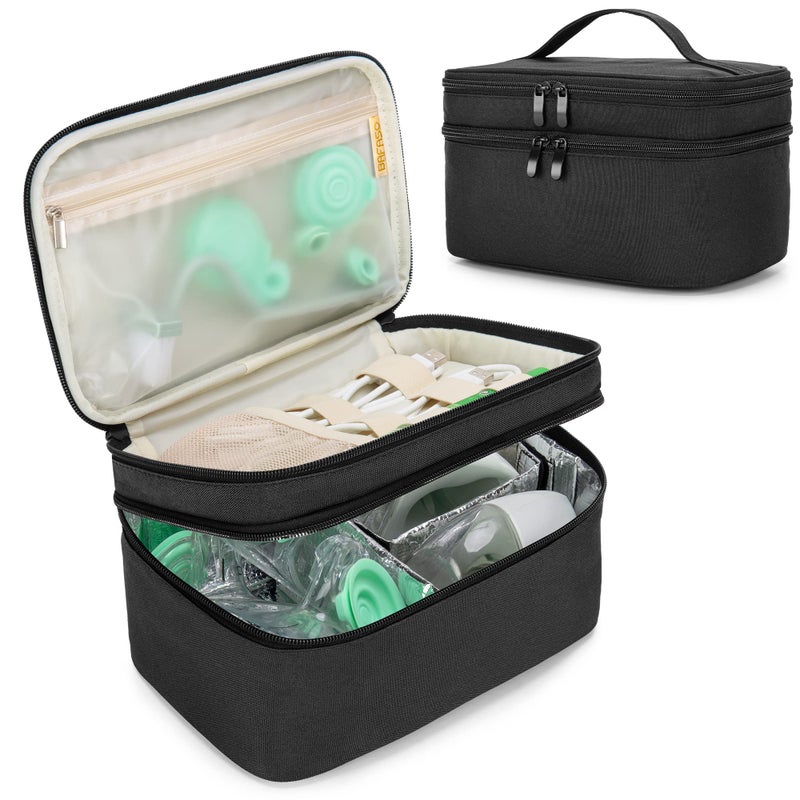BAFASO Wearable Breast Pump Bag Compatible with Momcozy S12 Pro, Momcozy M5, Elvie Breast Pump, Carrying Case for Wearable Breast Pump and Extra Parts, Black - Image 1
