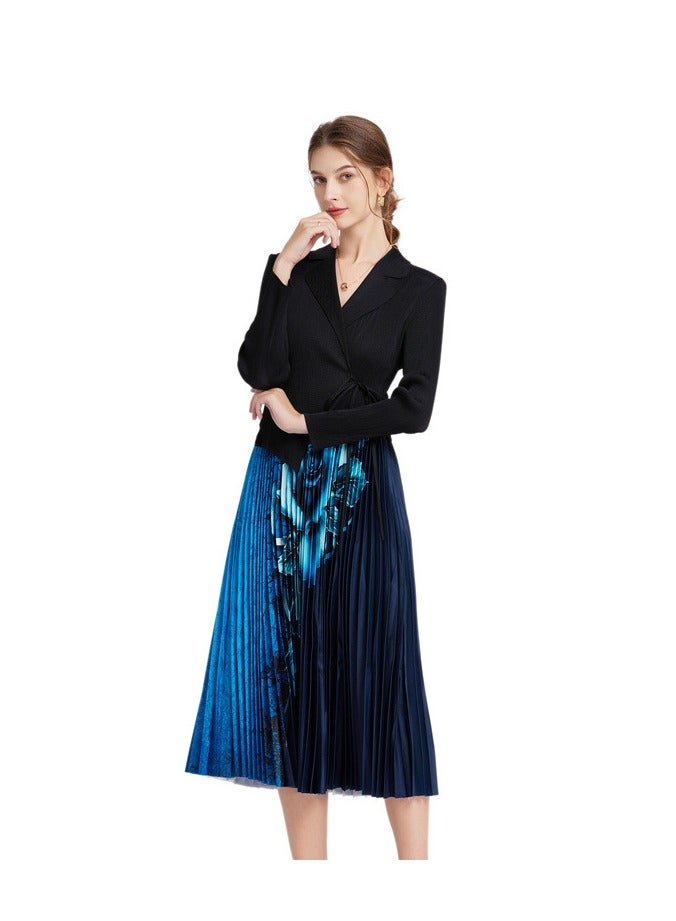 Shougu New Belt Collection Pleated Suit Collar Dress  - Image 1