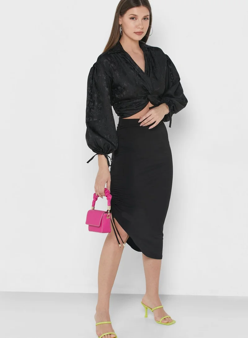 River Island Petite Twisted Front Crop Top