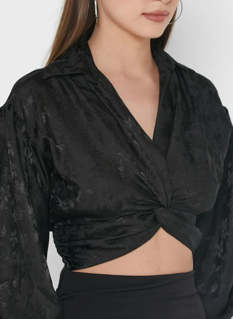 River Island Petite Twisted Front Crop Top
