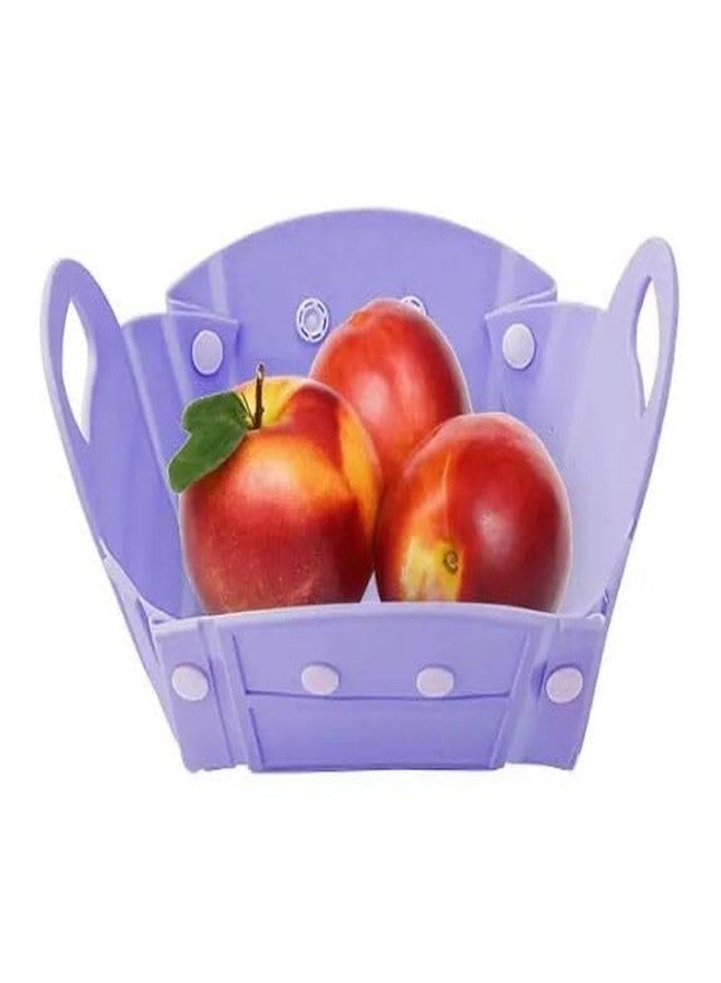 Mokshith Fruit Basket for Kitchen and travel basket can be folded and can be used as a cutting board,multi functional folding basket. (Purple) - Image 1