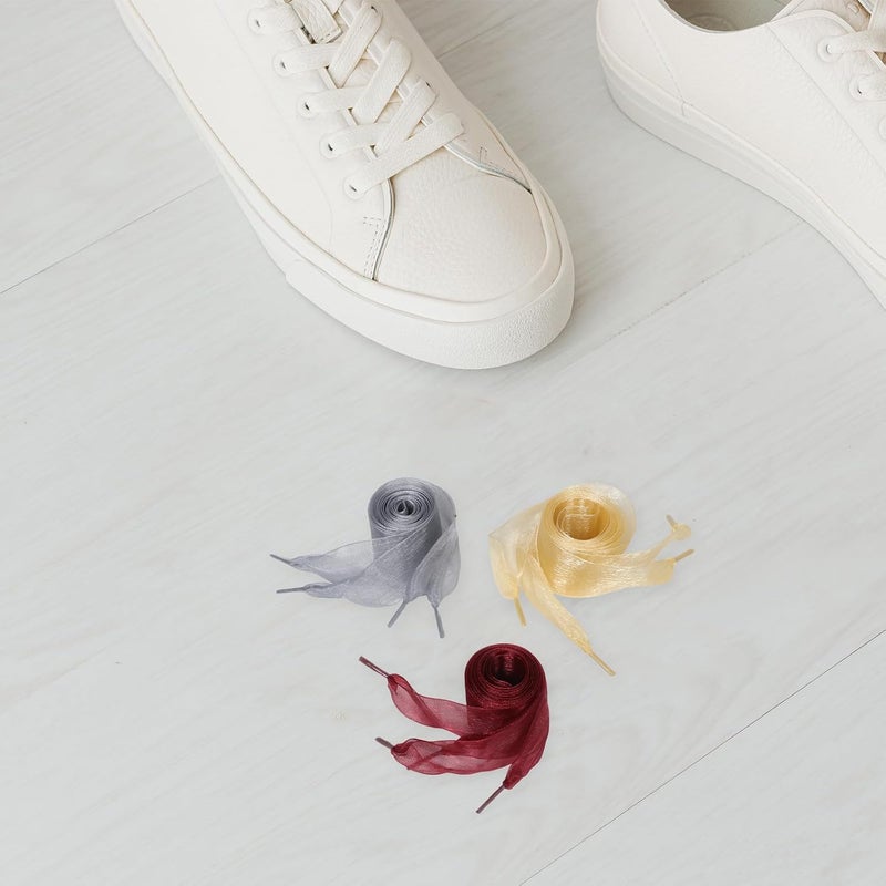 11 Pairs Women Flat Chiffon Ribbon Shoelaces for Sneakers Casual Shoes and Heels, 120cm Long, Bulk Shoe Strings for Fashion Athletic Footwear - Image 4