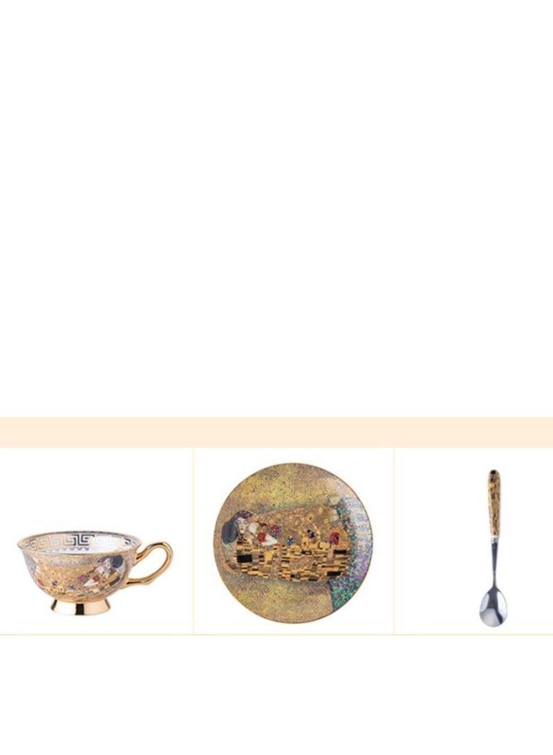 طقم شاي جمالي عالي مع صندوق هدايا مع تذكارات (أكواب + أطباق + ملاعق) - Image 4