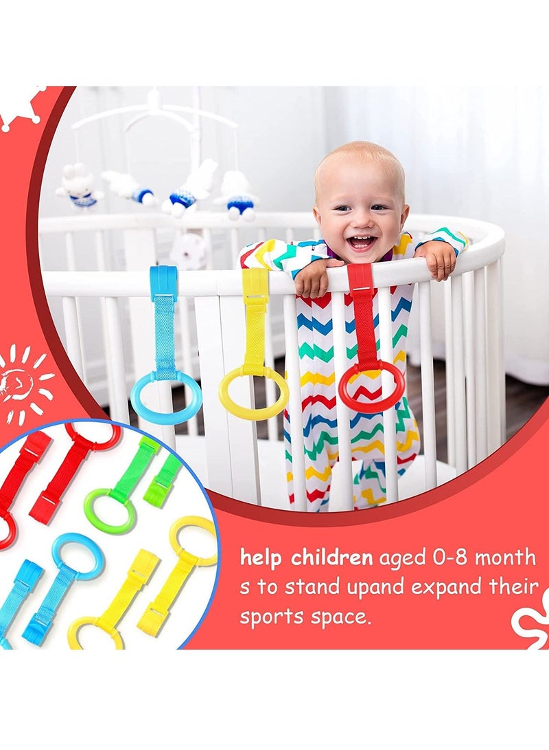 Excefore Baby Crib Pull Ring Baby Walking Exercises Assistant Rings Bed Stand Up Ring Hanging Ring Crib Pull Rings for Playpen Play Gym Cot Ring for Baby Toddler 8 Pieces  - Image 2