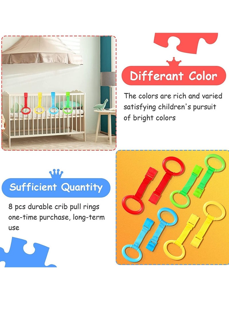 Excefore Baby Crib Pull Ring Baby Walking Exercises Assistant Rings Bed Stand Up Ring Hanging Ring Crib Pull Rings for Playpen Play Gym Cot Ring for Baby Toddler 8 Pieces  - Image 4