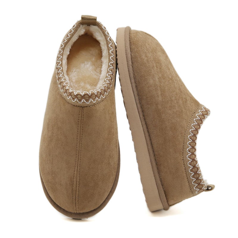 SMajong Women's Slippers Mens Platform Mini Boots Fuzzy House Slipper Fur Fleece Winter Home Shoes Indoor and Outdoor Beige US 9.5 Women/8 Men - Image 4