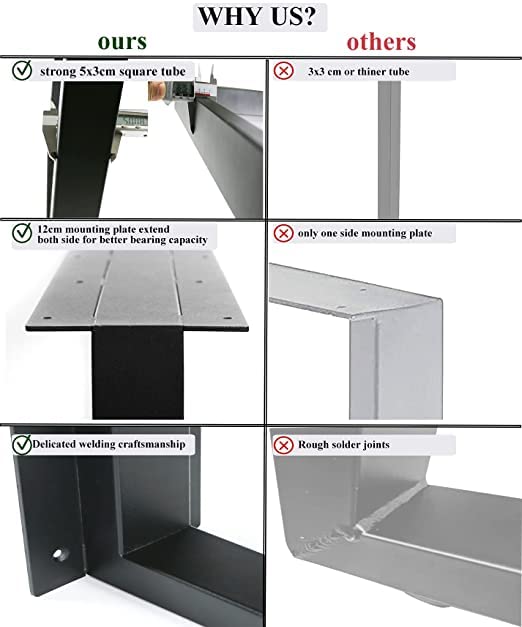 Cartvilla Cartvilla Metal Table Legs 28 InchTable Legs Replacement Heavy Duty Square Tube Desk Legs Furniture Legs for Coffee Table Dining Table only Legs SquareShape - Image 3