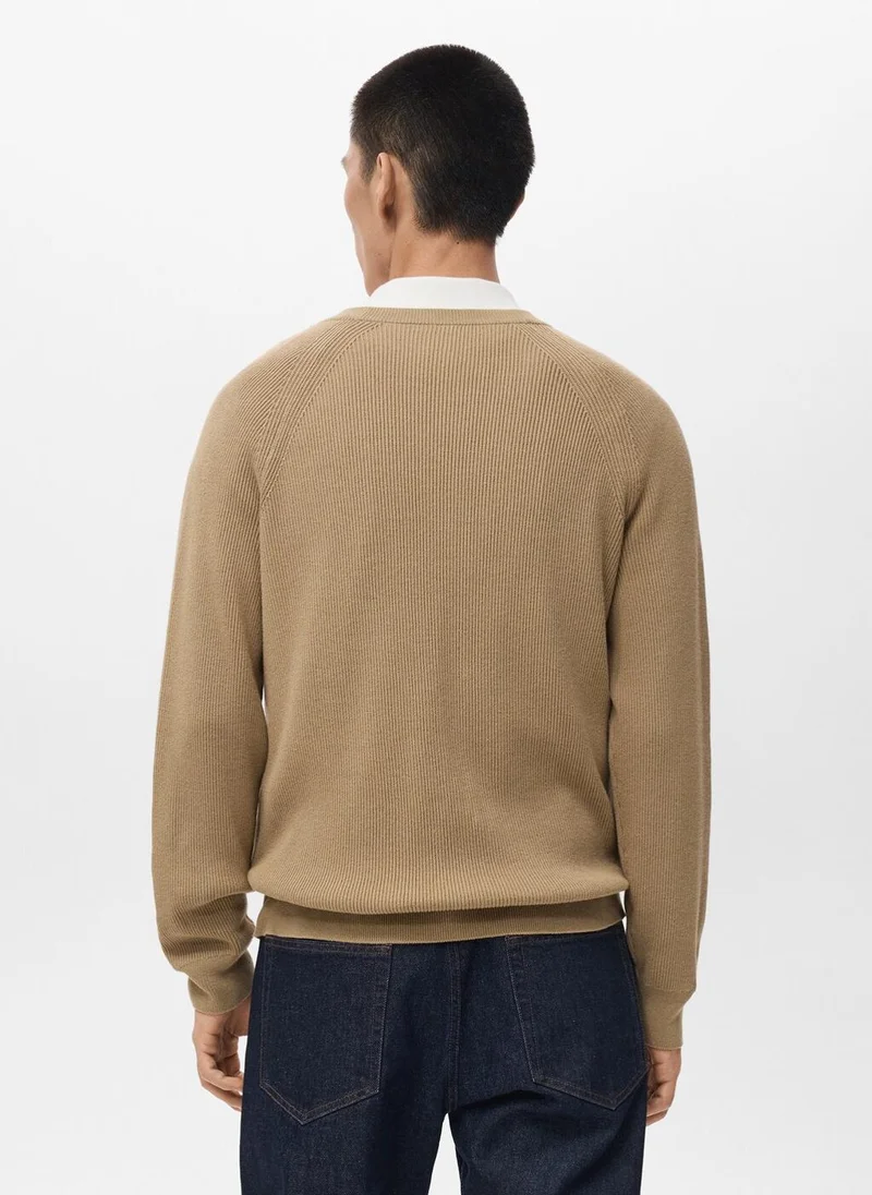 مانجو مان Ribbed knitted cardigan with buttons