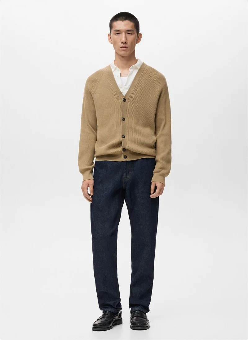 Mango Man  Ribbed knitted cardigan with buttons for Men | Best Price UAE