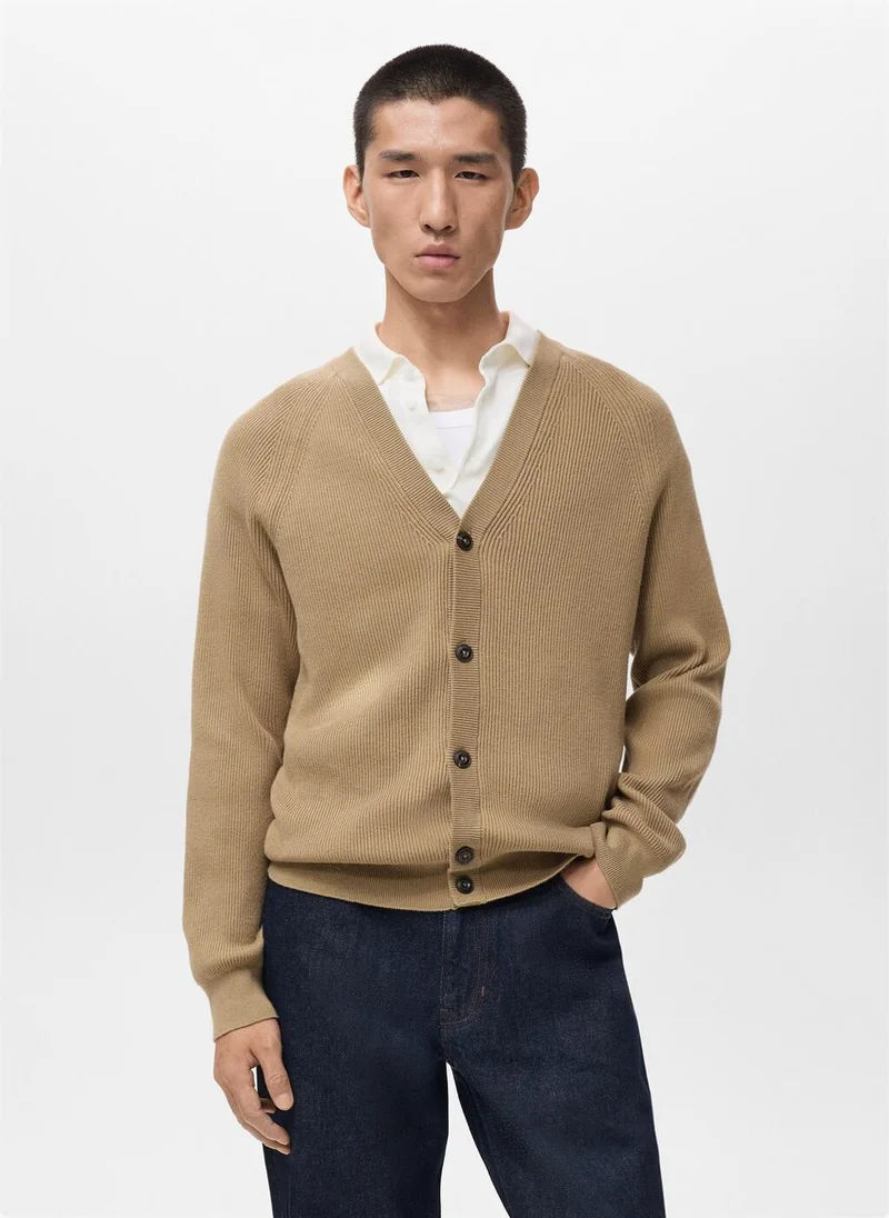 Mango Man  Ribbed knitted cardigan with buttons for Men | Best Price UAE