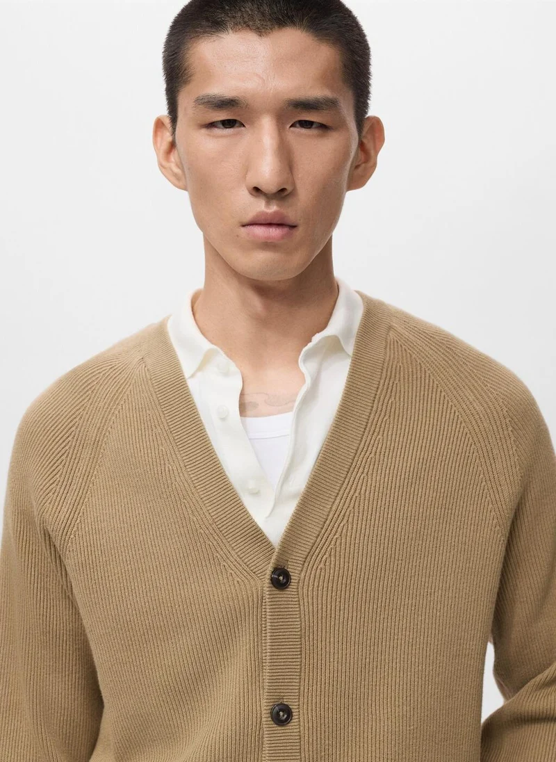 مانجو مان Ribbed knitted cardigan with buttons