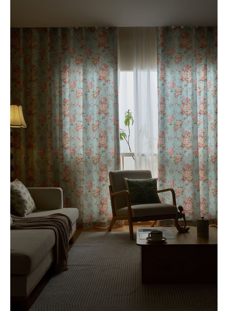 QBAID Floral Printed Curtain 1 Panel Semi Blackout Elegant Window Drapes - Image 4