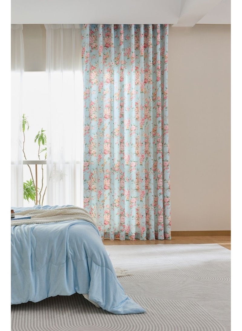 QBAID Floral Printed Curtain 1 Panel Semi Blackout Elegant Window Drapes - Image 2