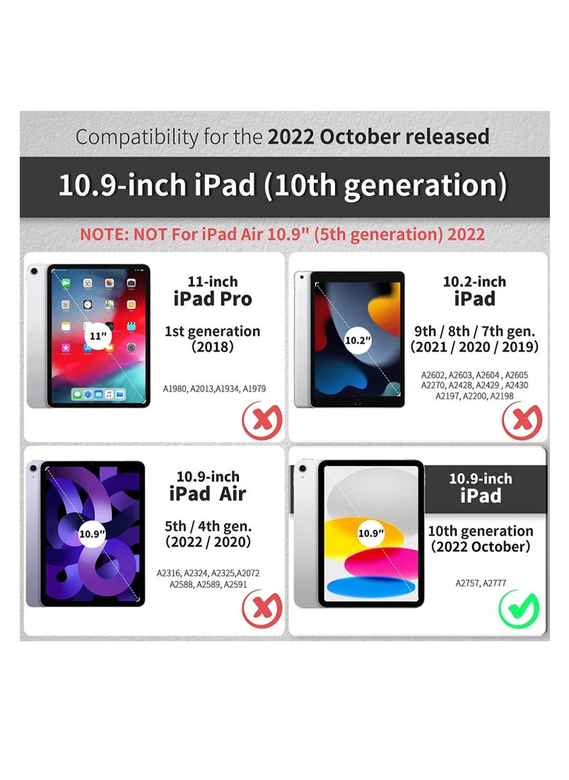 iPad 10th Generation 10.9 Inch (2022 Model) Case – Slim Stand Hard Back Shell with Auto Wake/Sleep Function, Black – Lightweight, Durable, Shockproof, Scratch-Resistant Protection for Daily Use