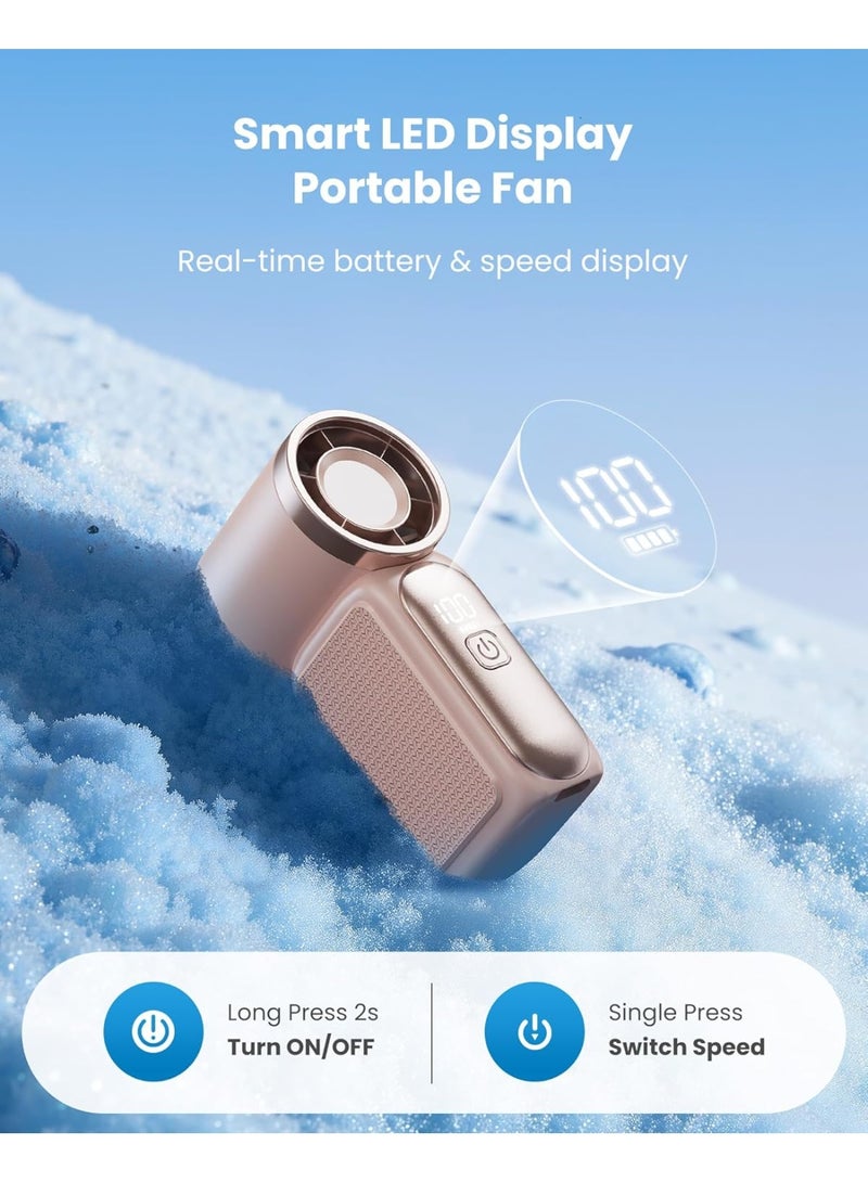 general Portable Handheld Mini Fan, 3.5 Inch 16900 RPM High Speed Personal Fan, 6 Gears Strong Wind, LED Display, USB Rechargeable Battery Operated, Gift for Women, Makeup, Travel Outdoor - Image 5